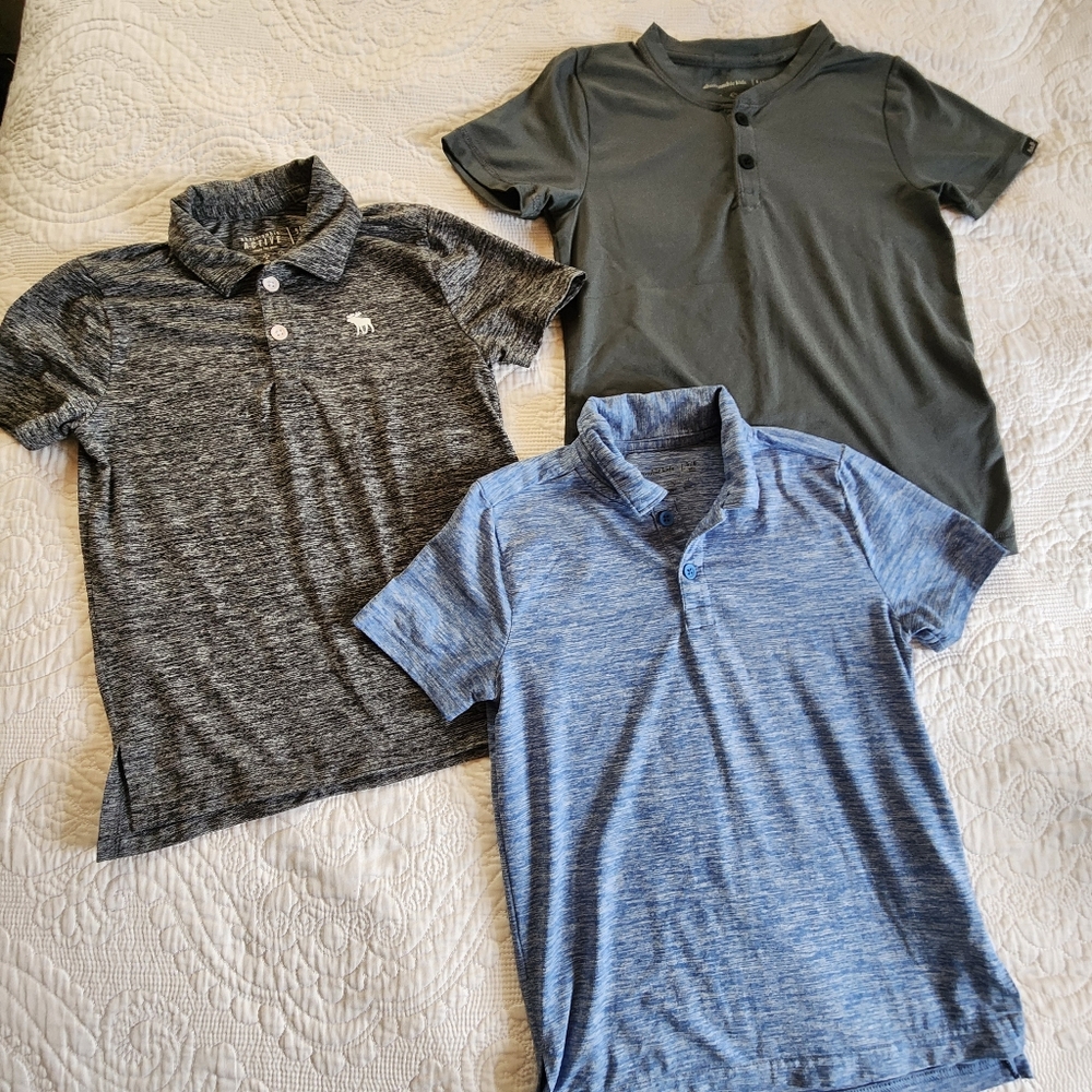 Abercrombie & Fitch Kids Polo Shirt Trio - Black, Gray, Blue